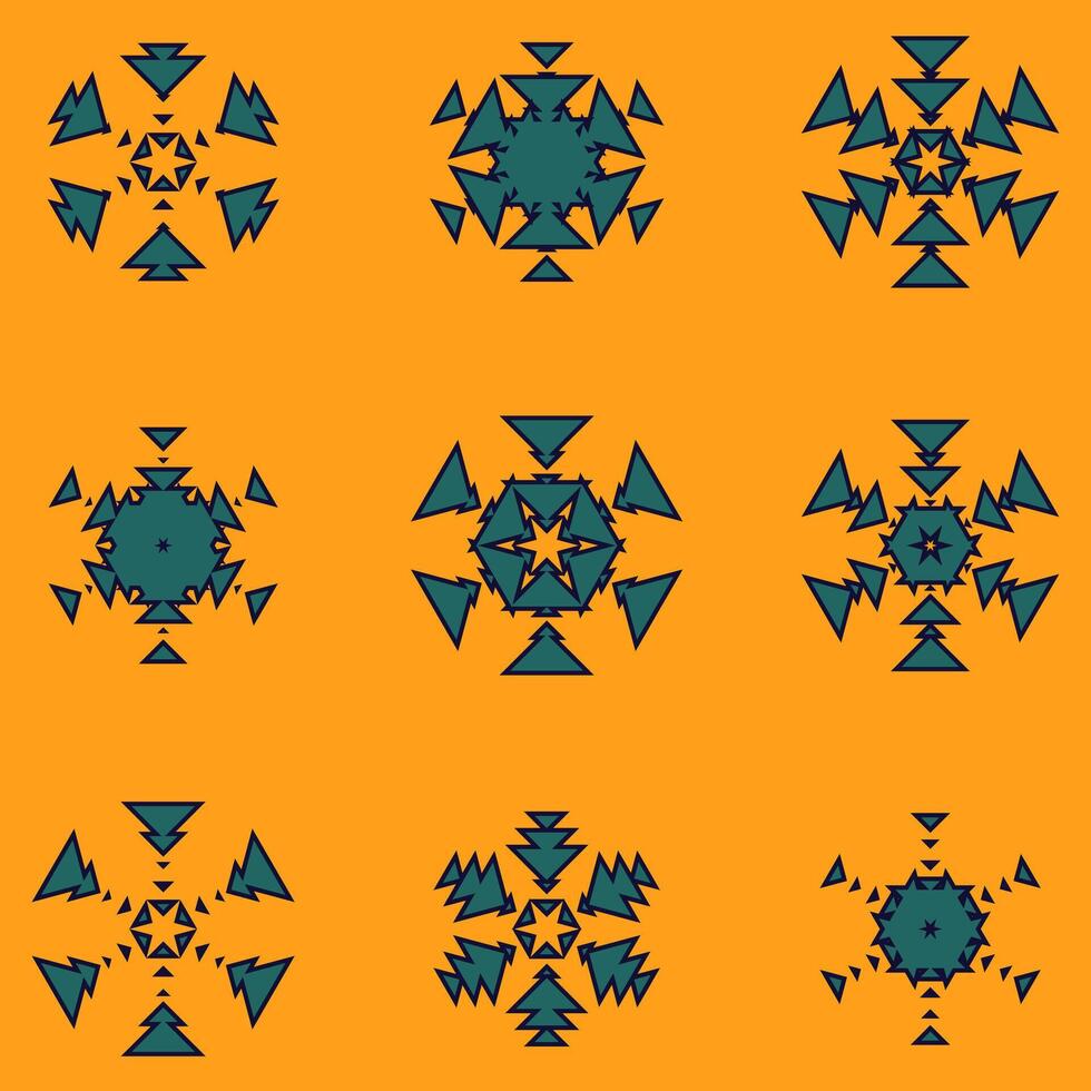 Set of geometric images, ornaments, logos in ethnic style. Design element for fabric, textile, clothing, wrapping paper, wallpaper vector