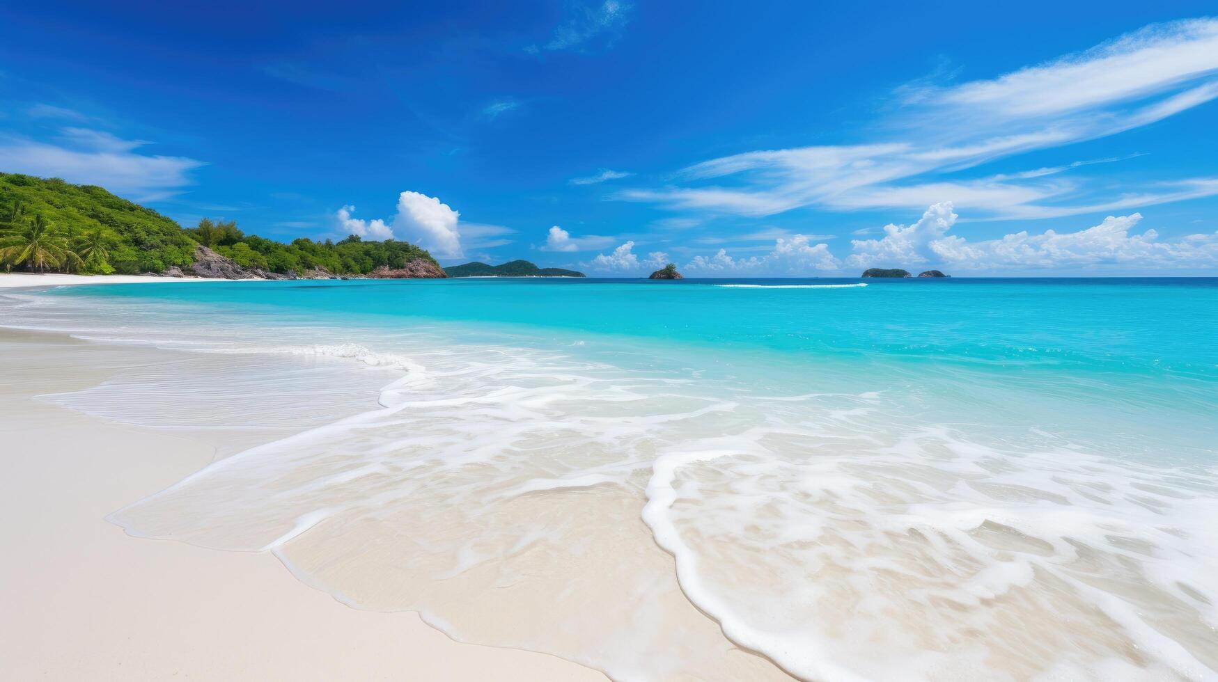 Tropical beach paradise with crystal clear waters photo