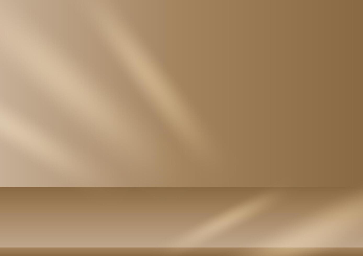 Golden brown empty room studio wall with step floor abstract background. The minimal scene for mockup product display presentation and showcase. vector