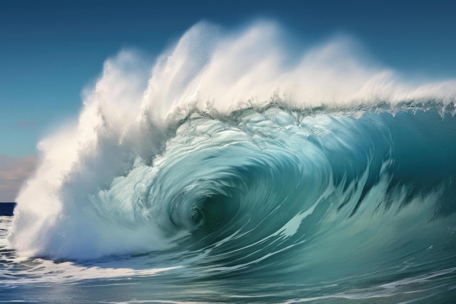 Powerful ocean wave crashing photo