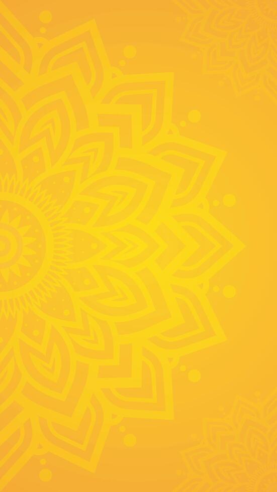 Decorative Yellow Vertical Background Featuring Floral Mandala vector