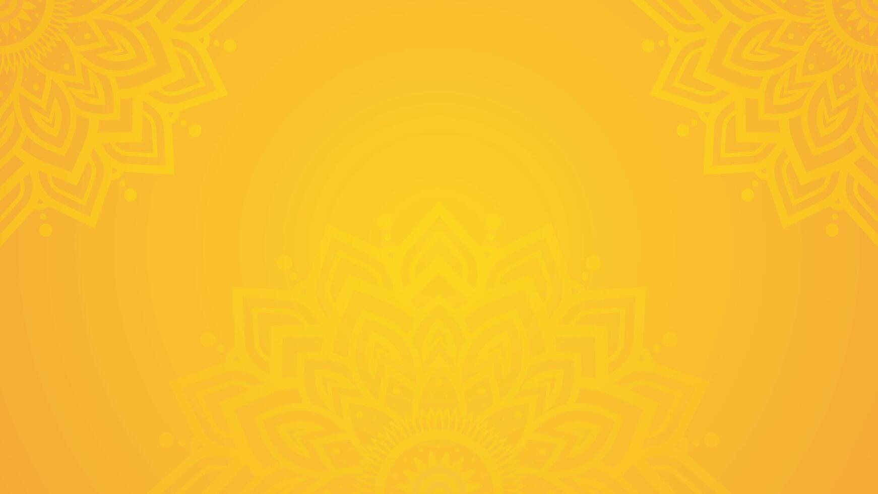Bright Yellow Horizontal Background with Decorative Mandala Design vector