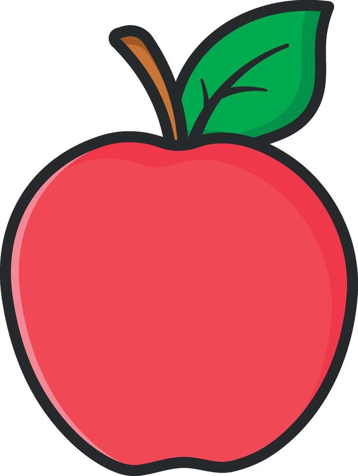 drawing of a red apple with a green leaf without background vector