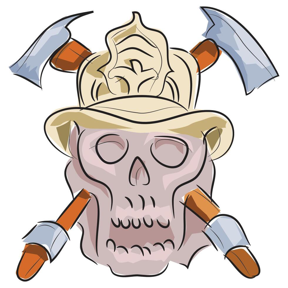 Skull Icon Firefighter Sign and Badge vector