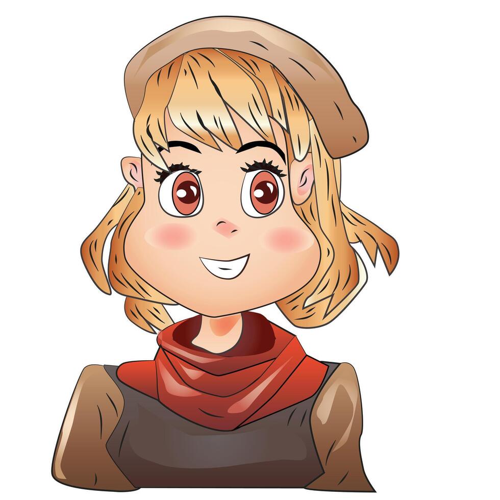Cute Girl anime Illustration vector