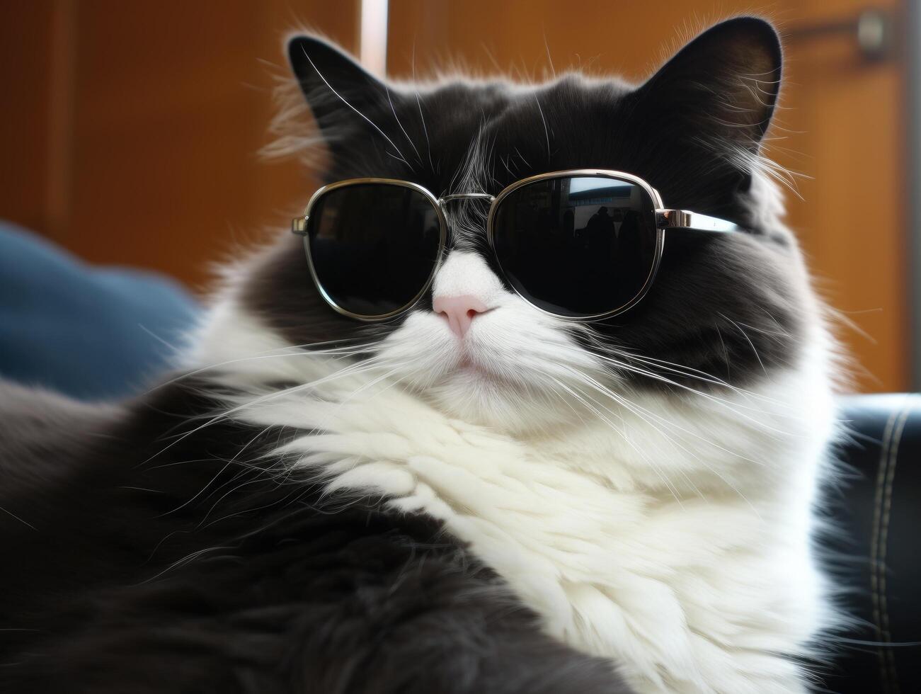 cool cat wearing sunglasses photo