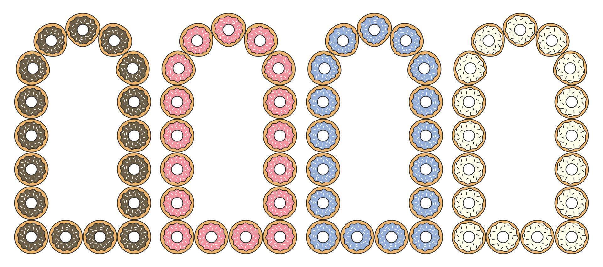 Donuts food illustration frame set background vector