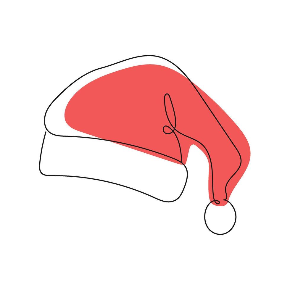 Stylish Santa Hat Line Drawing vector