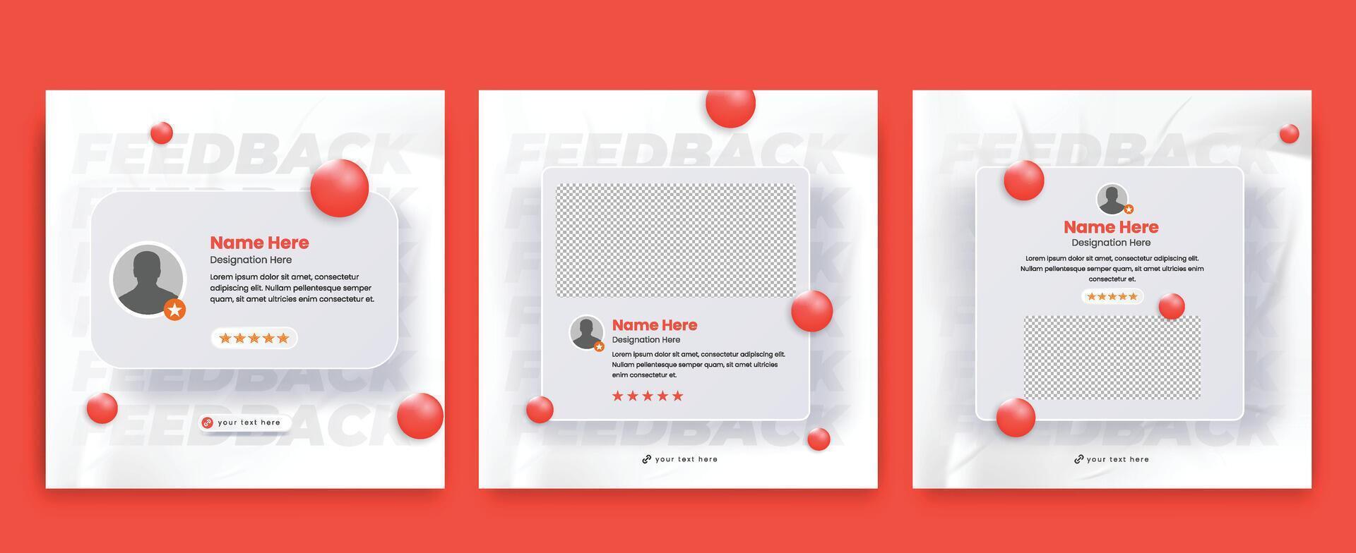 Minimalist client testimonial template design. Customer or client service feedback review post design template vector