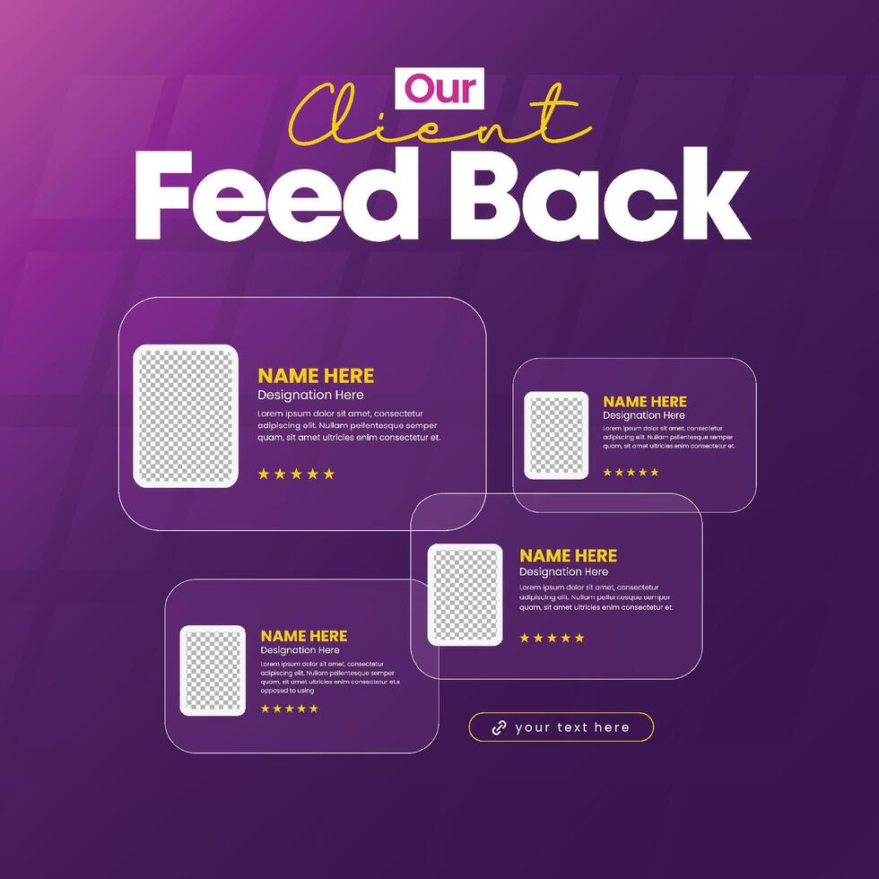 Clients feedback or testimonial social media post design template. vector