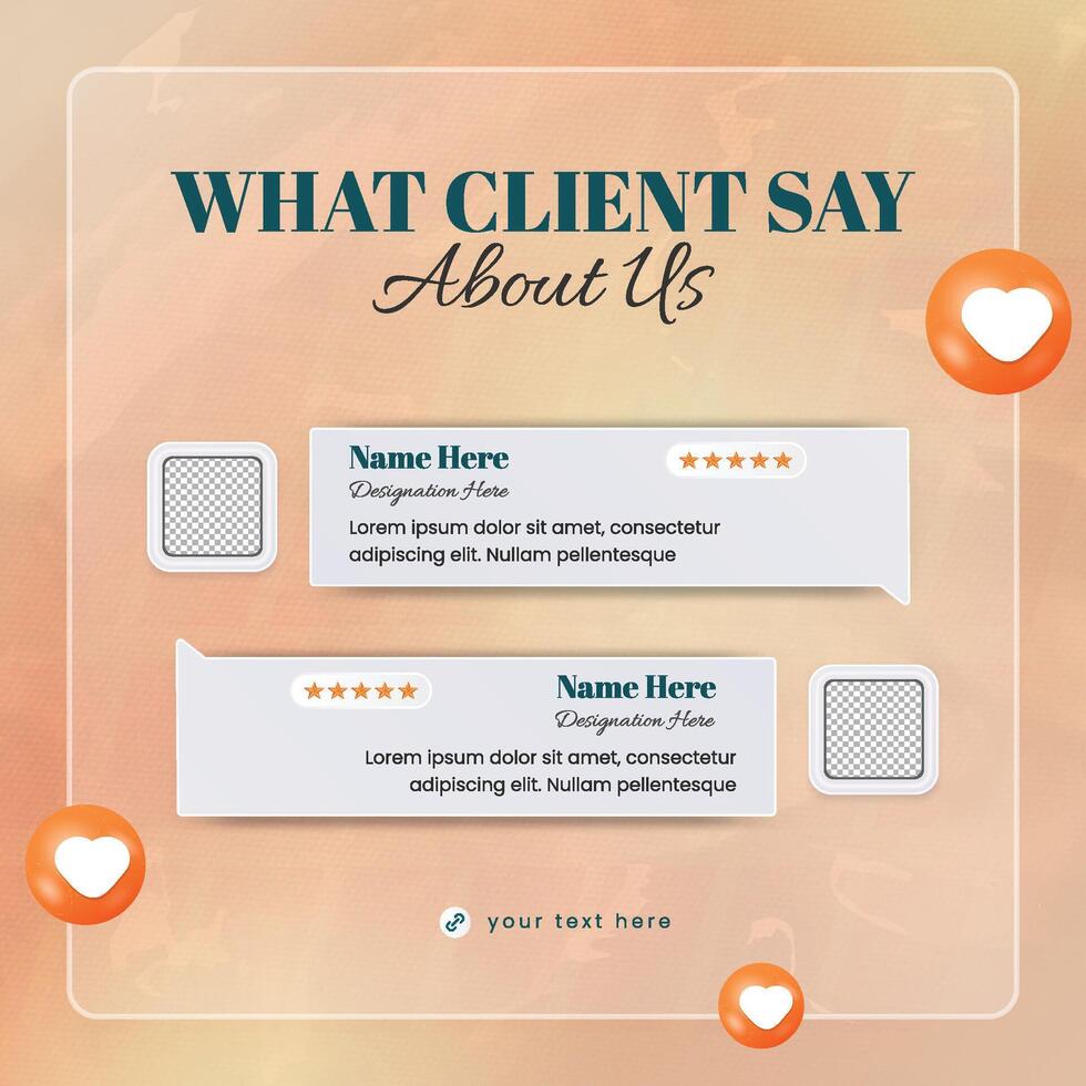 Testimonial review social media post template. client feedback banner bundle design. vector