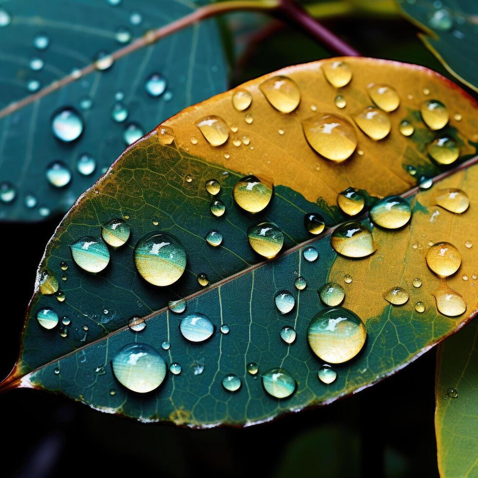 Raindrops on Autumn Leaves photo