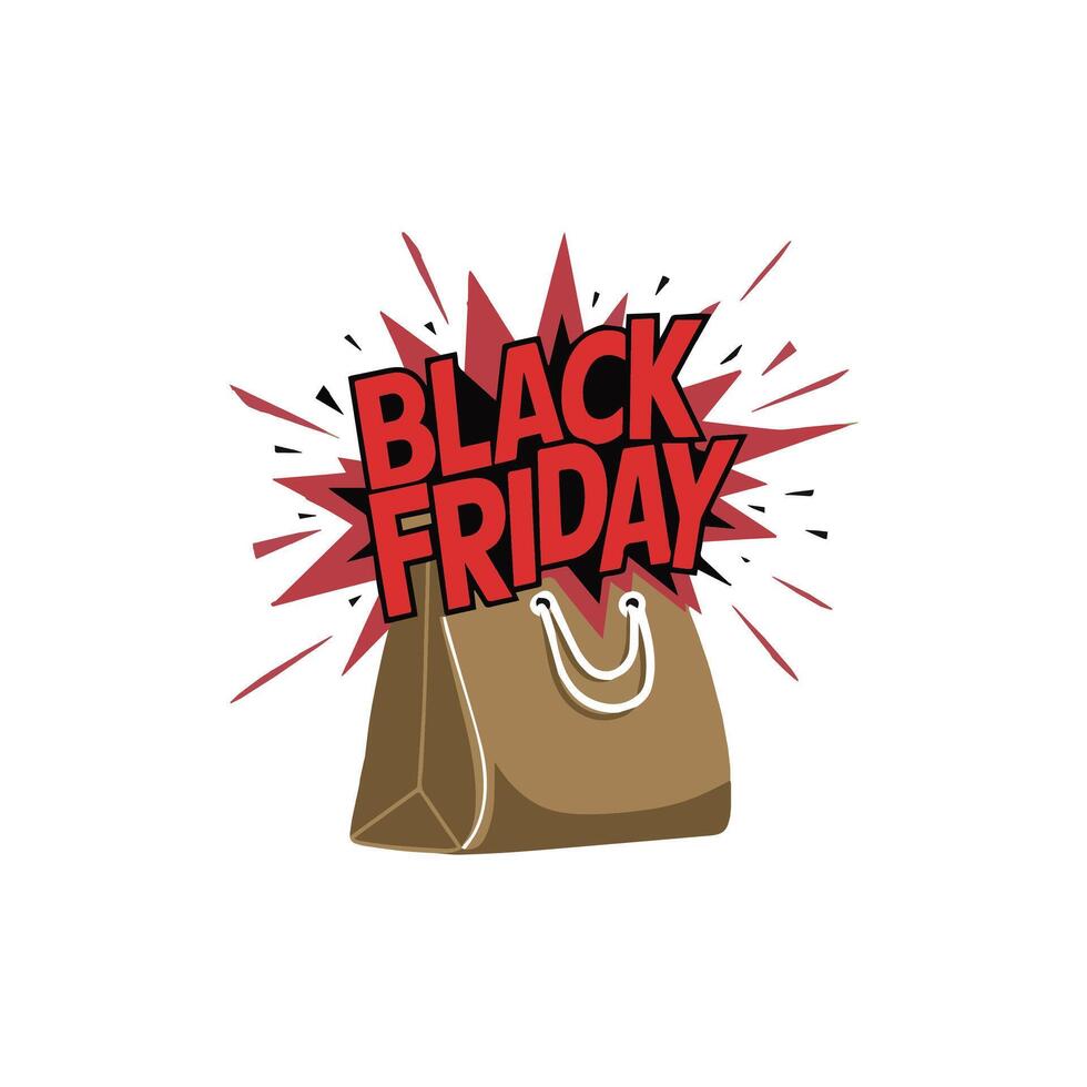 Black friday shopping bag illustration vector