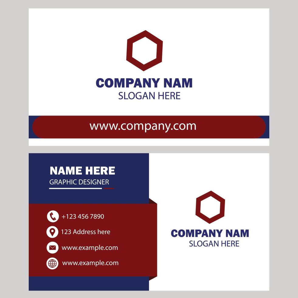 Red color business card design vector