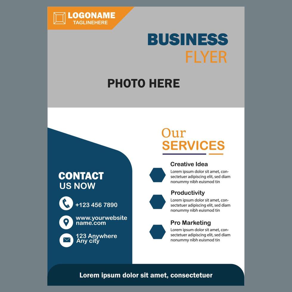 Blue Color Minimal Business Flyer Design vector