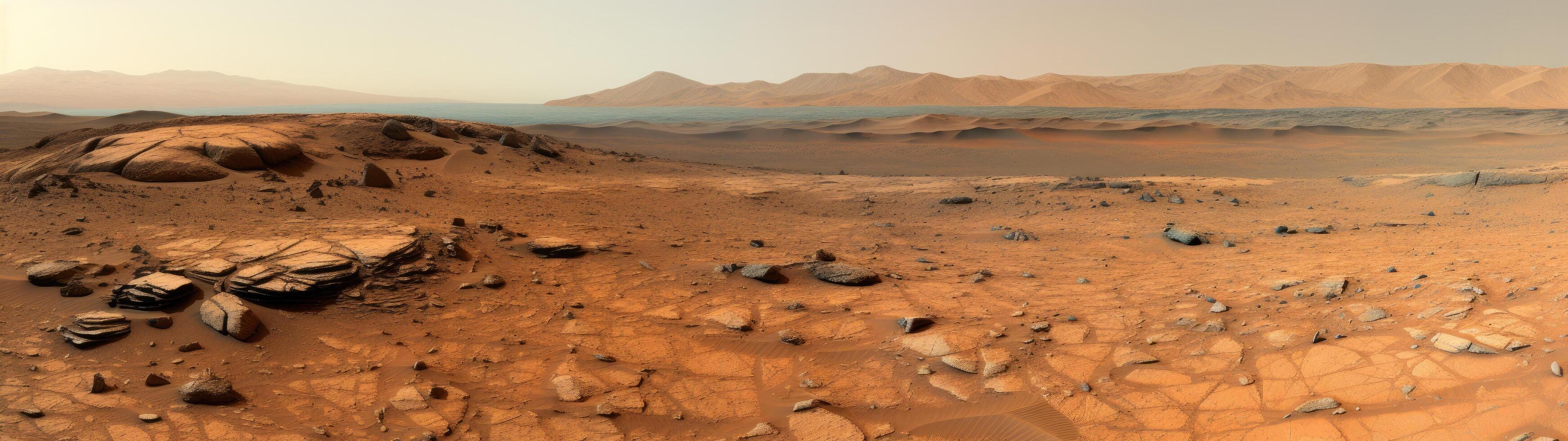 Vast Martian Landscape at Sunset photo