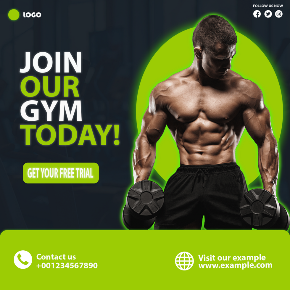 Fitness square flyer template psd