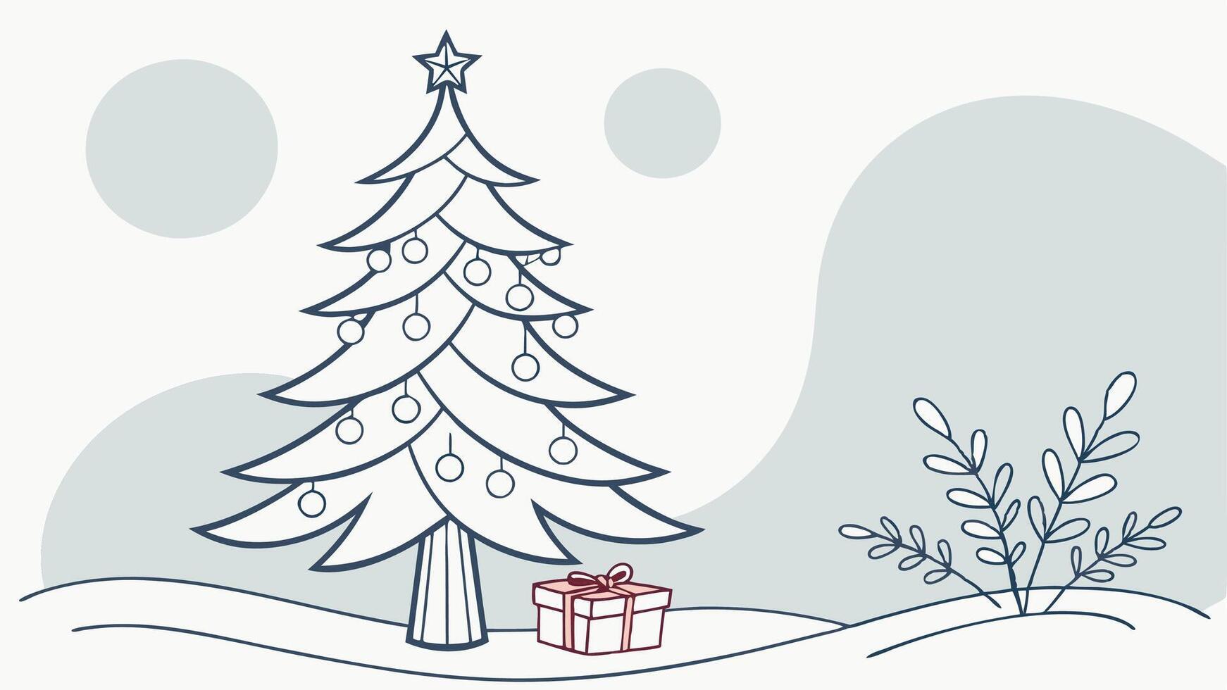 Minimalistic Style of a Christmas Tree over an Abstract Background. Simple Design. vector