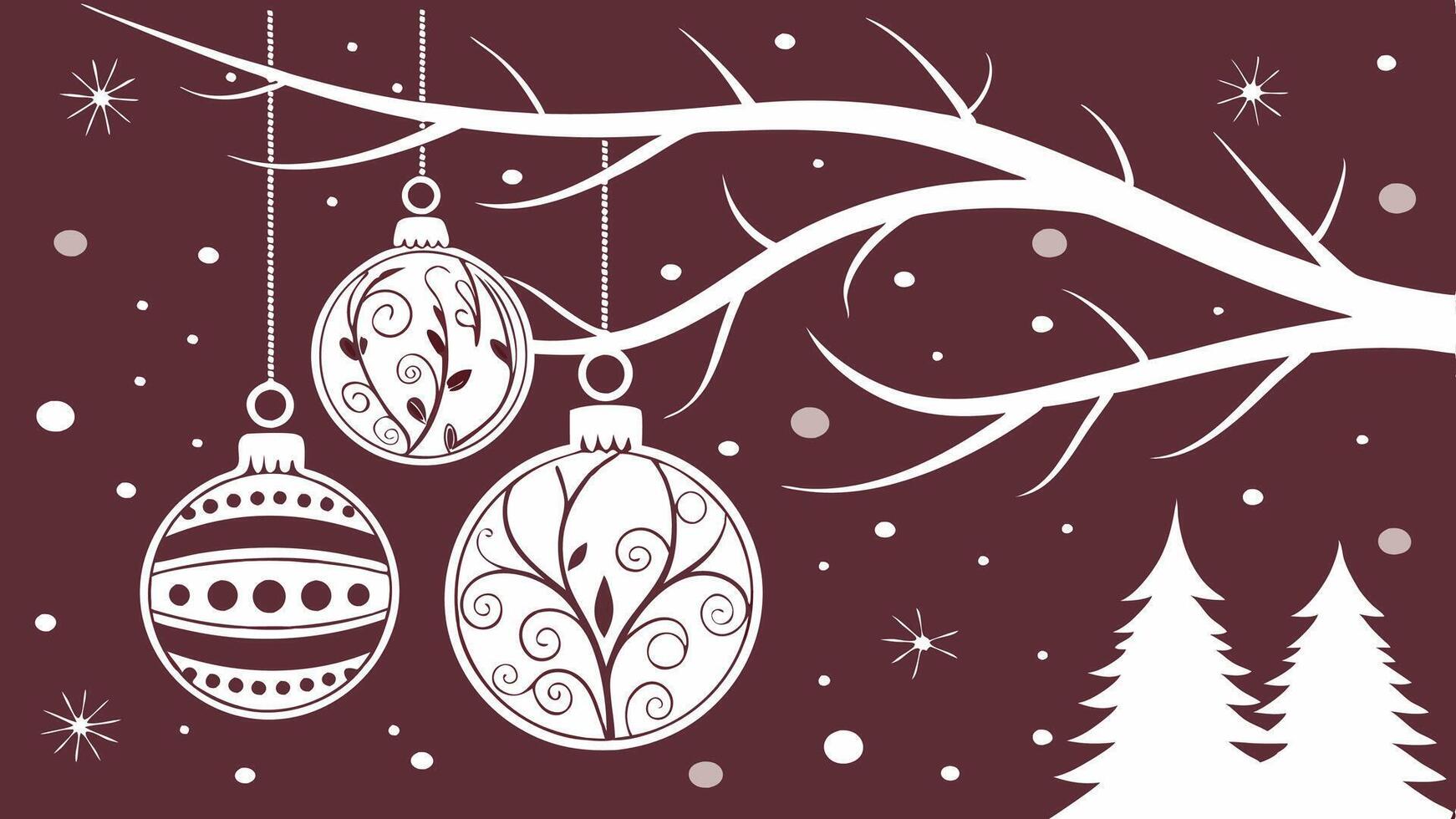 Christmas tree with ornaments and snowflakes vector