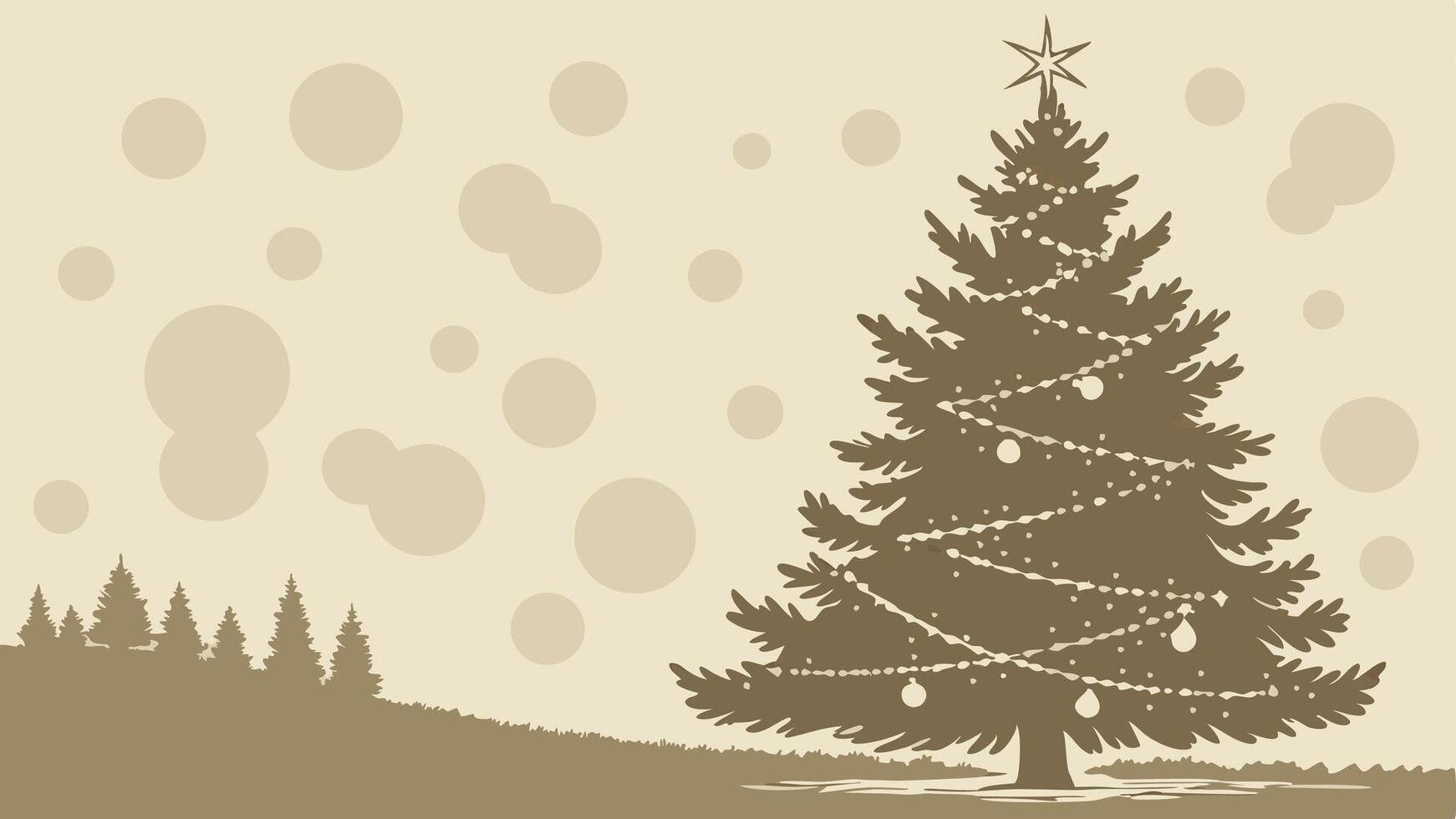 Merry Christmas glowing golden tree bokeh background. vector
