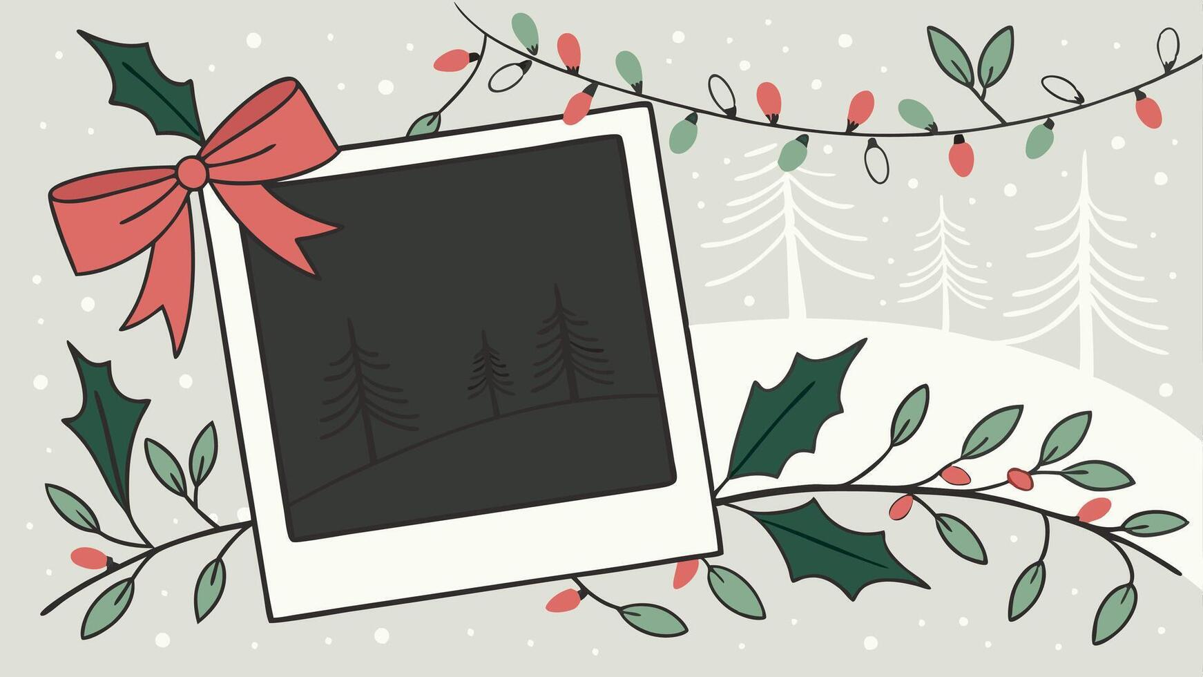 Christmas mock up composition. Blank photo frame with decoration vector