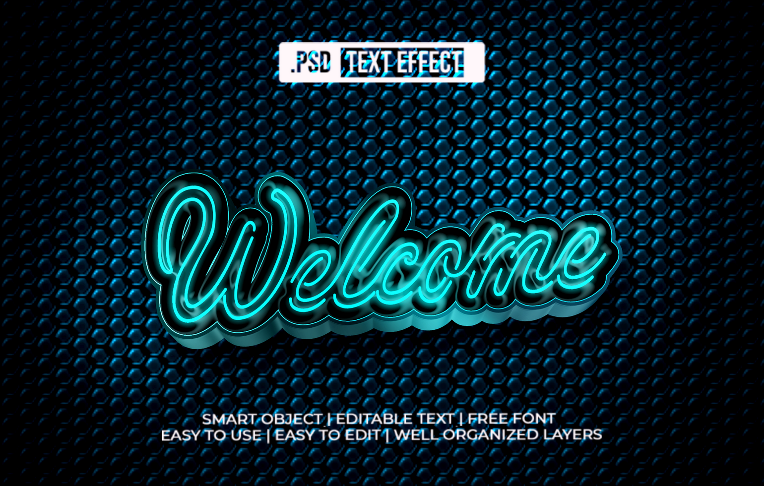 Welcome Neon 3D Text Effect psd