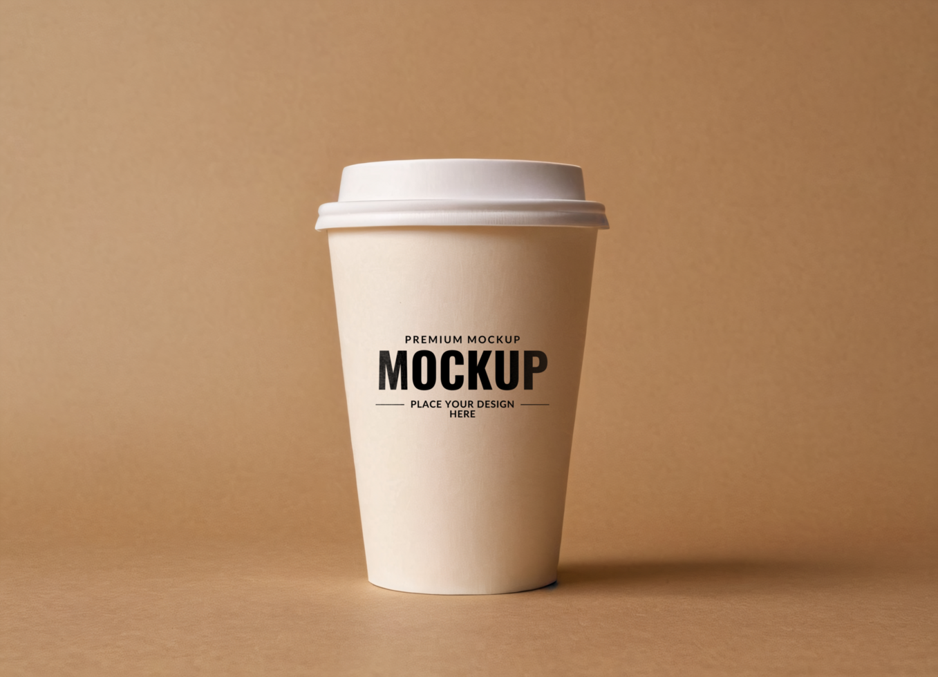 Coffee cup mockup on brown background psd