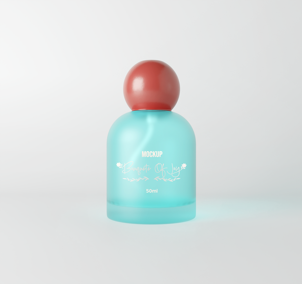 Luxury perfume bottle mockup front view psd