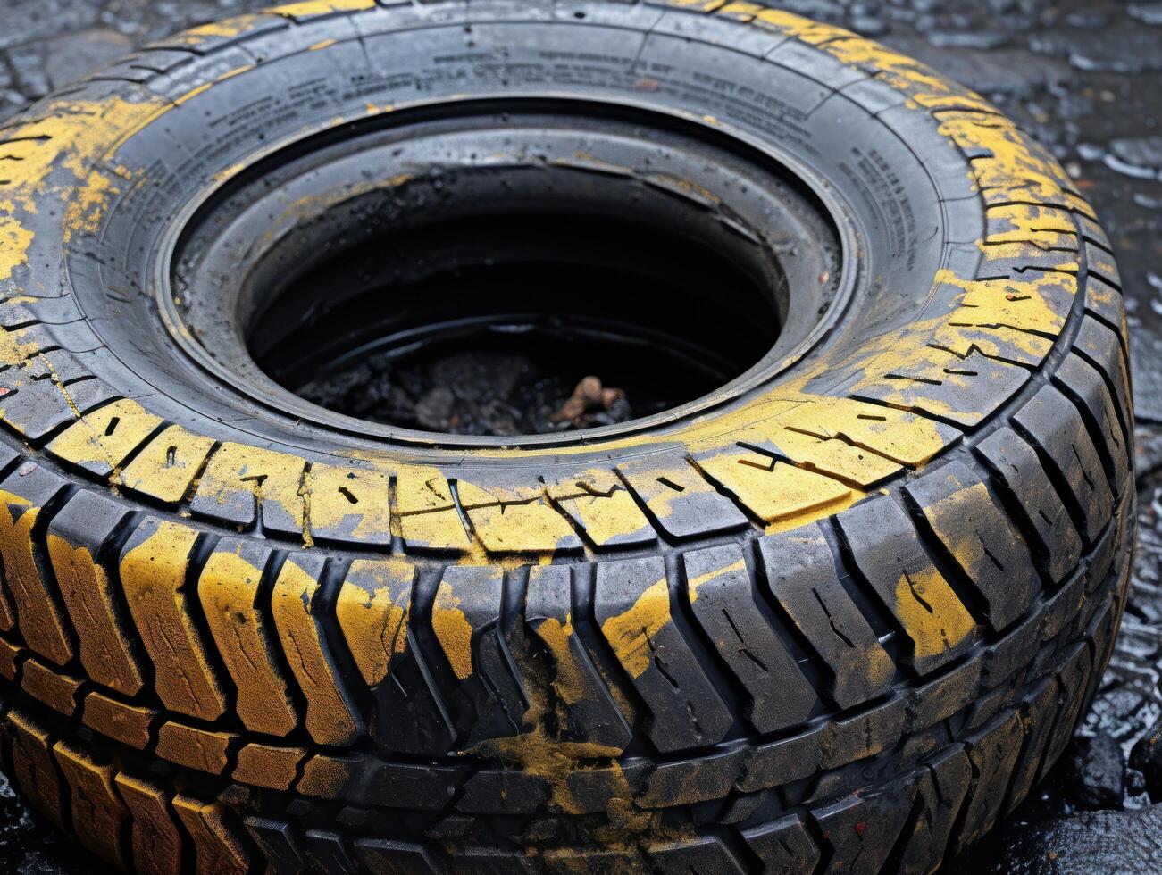 Worn and weathered tire tread pattern photo