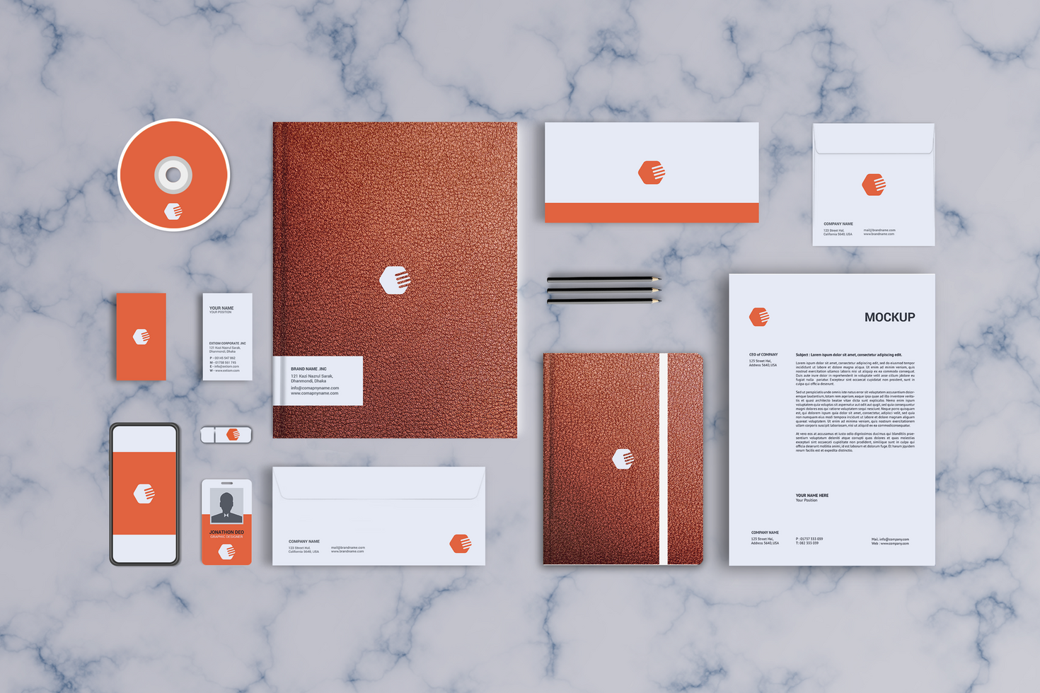 Stationary Mockup Set Front View psd
