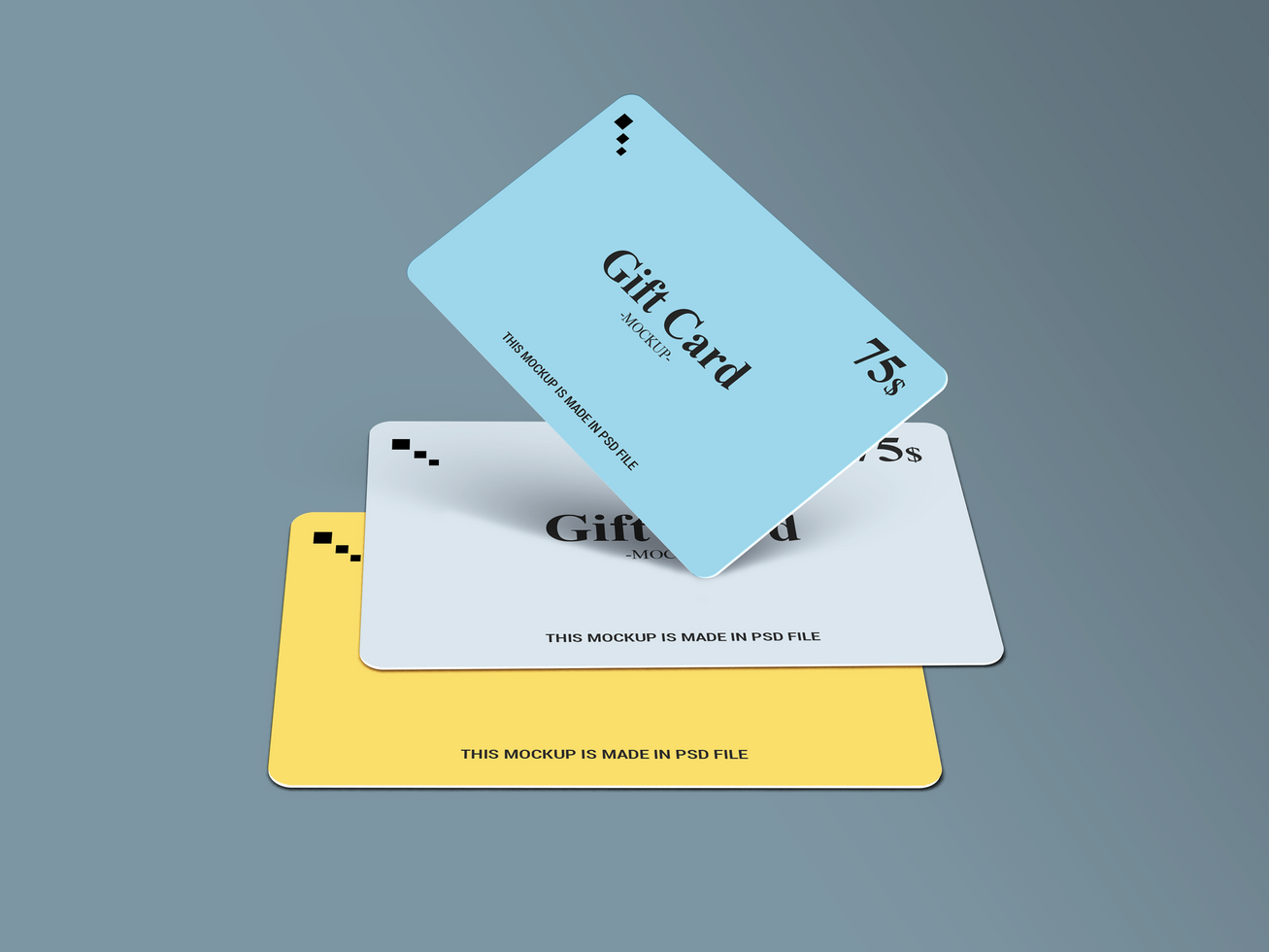 Three Color Gift Card, Discount card, 3d Mockup psd