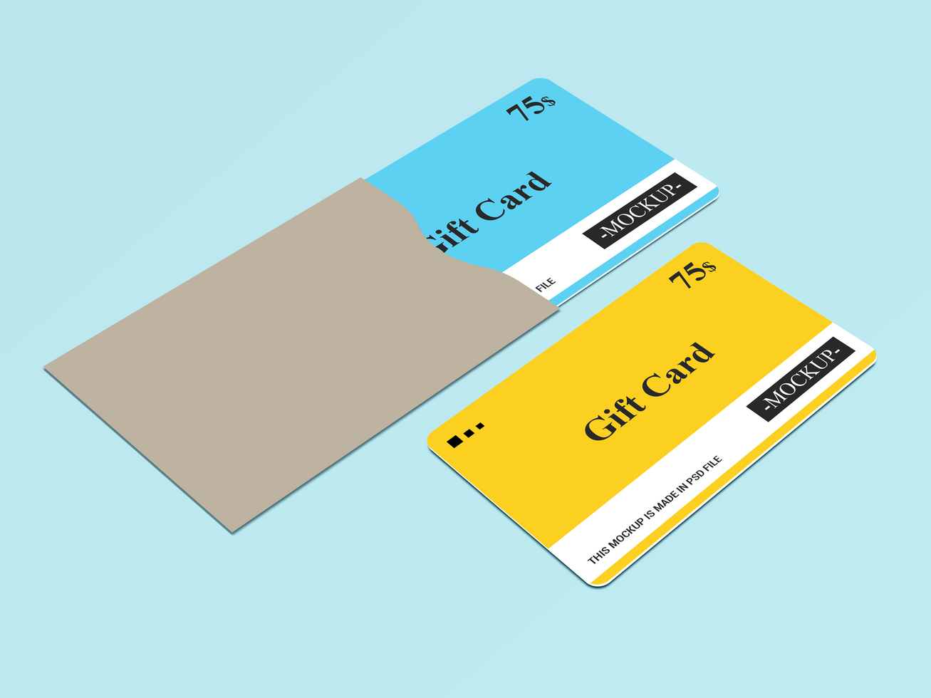Two Color Front Gift Card, Discount card, 3d Mockup psd