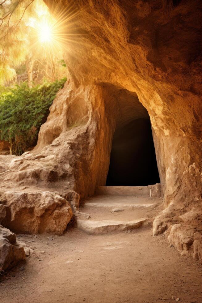 Sunlit Cave Entrance photo