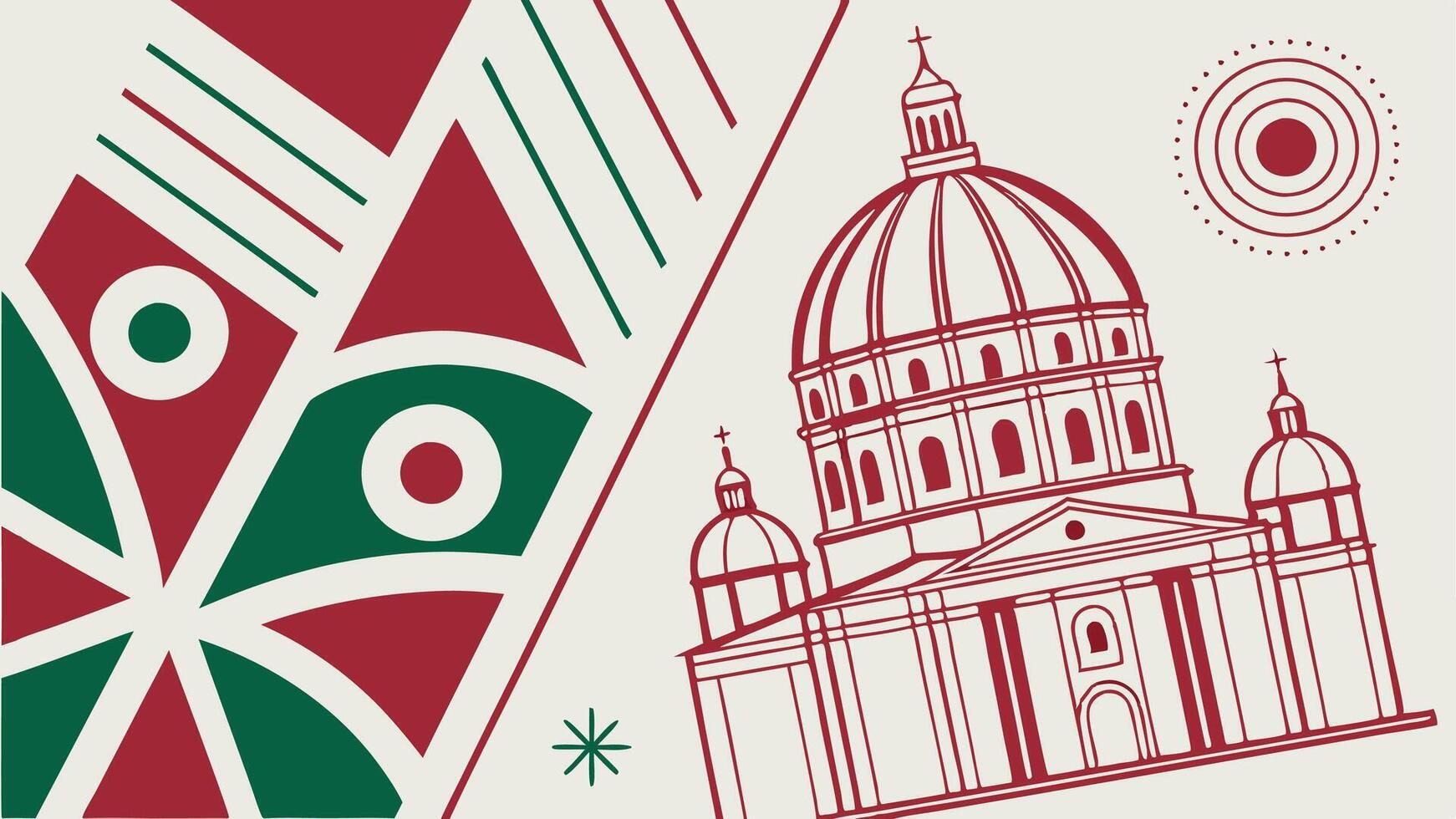 Modern and abstract christmas scene background with red and green colors vector