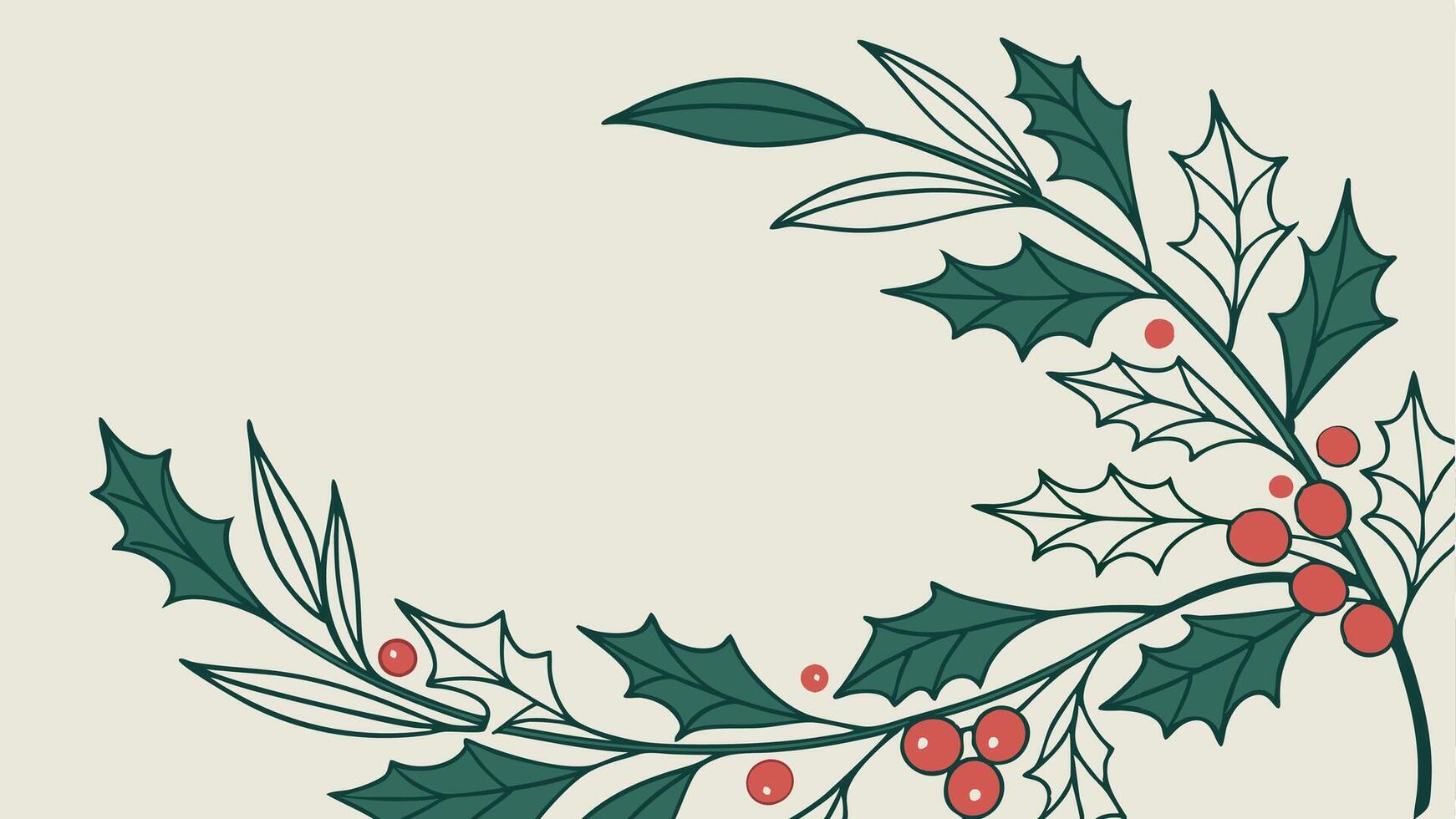Minimalistic background with christmas wreath with empty copy space vector