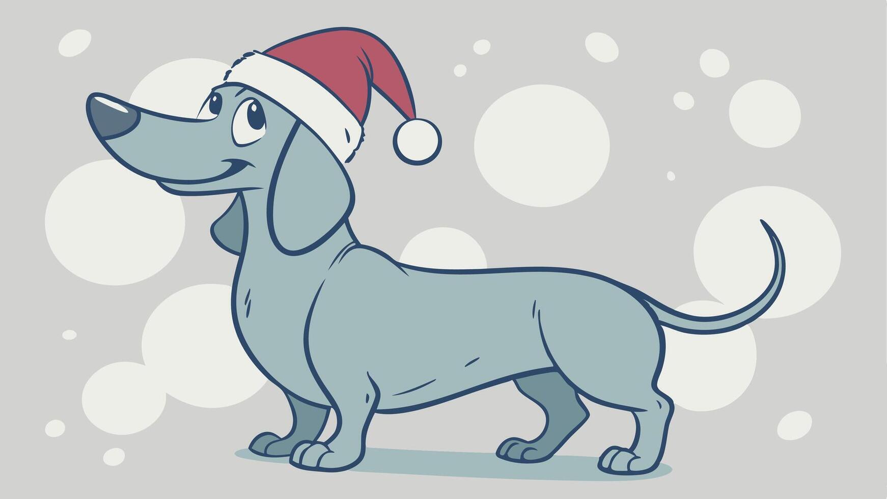 Cool looking dachshund dog wearing santa hat isolated on blurred bokeh background. vector