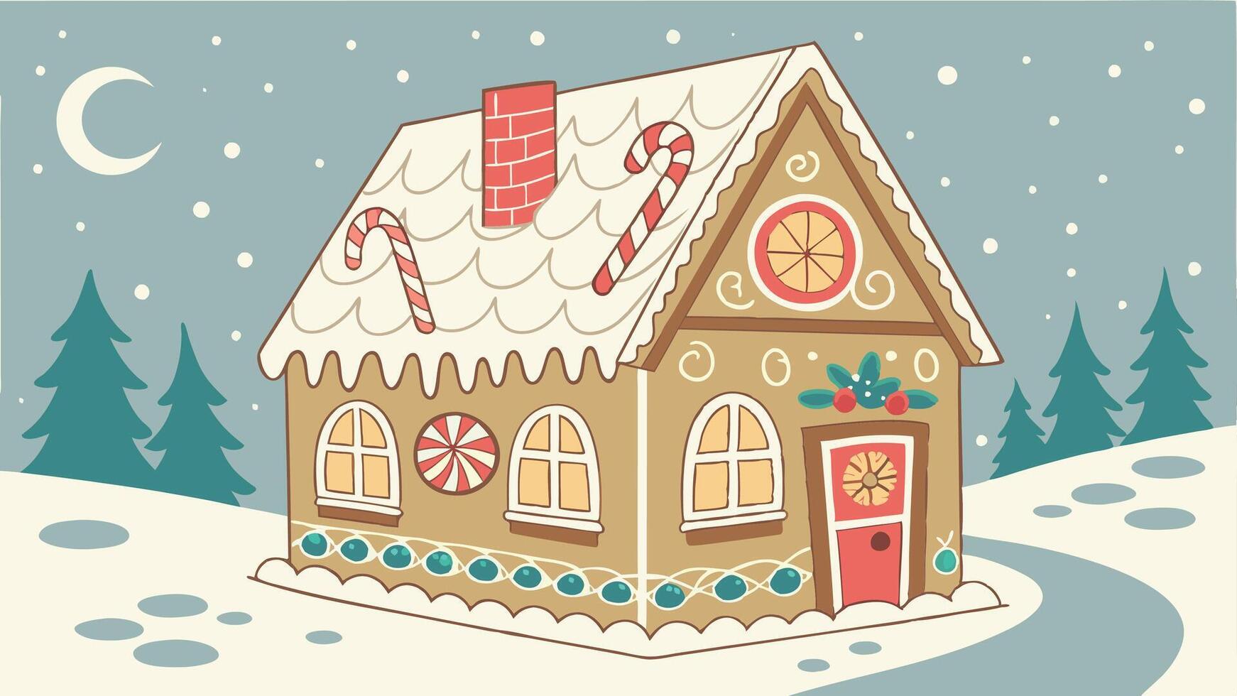 Gingerbread house. christmas house. beautiful christmas composition vector