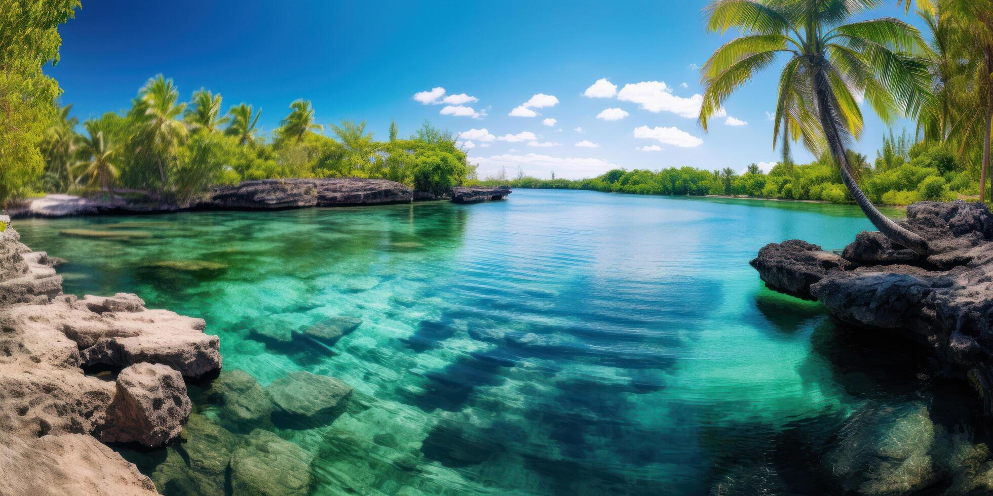 Tropical paradise with crystal clear waters photo