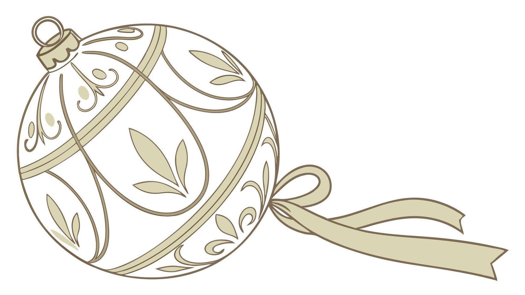 A white and gold christmas ornament with a white background. vector