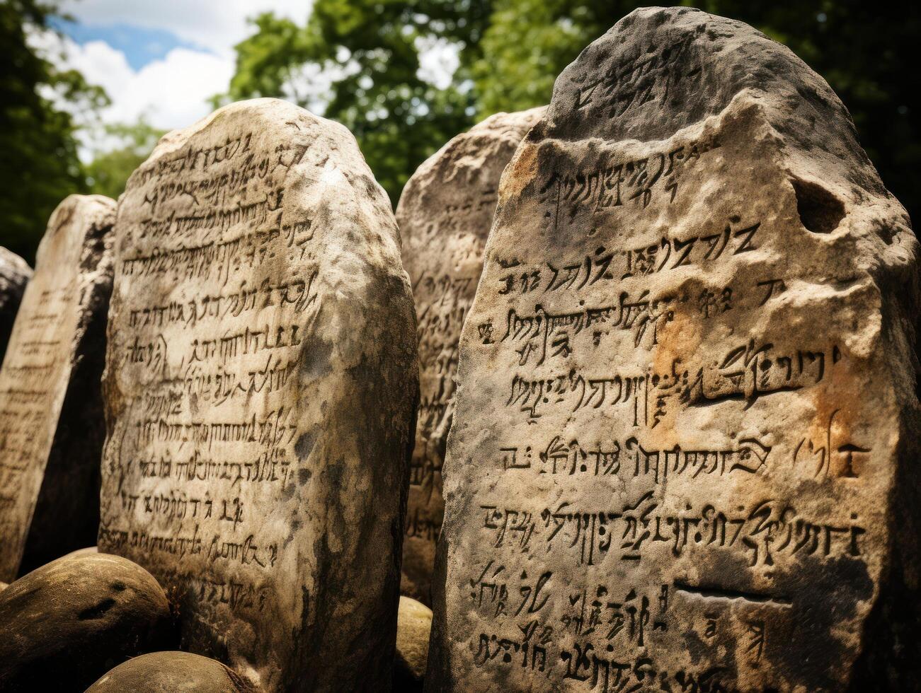 Ancient Hebrew Inscriptions on Stone Tablets photo