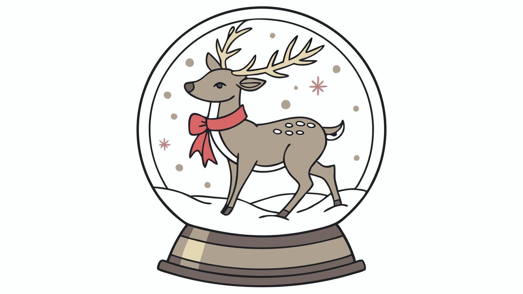 Deer in snowglobe. christmas reindeer with snowflakes in christmas snow globe vector