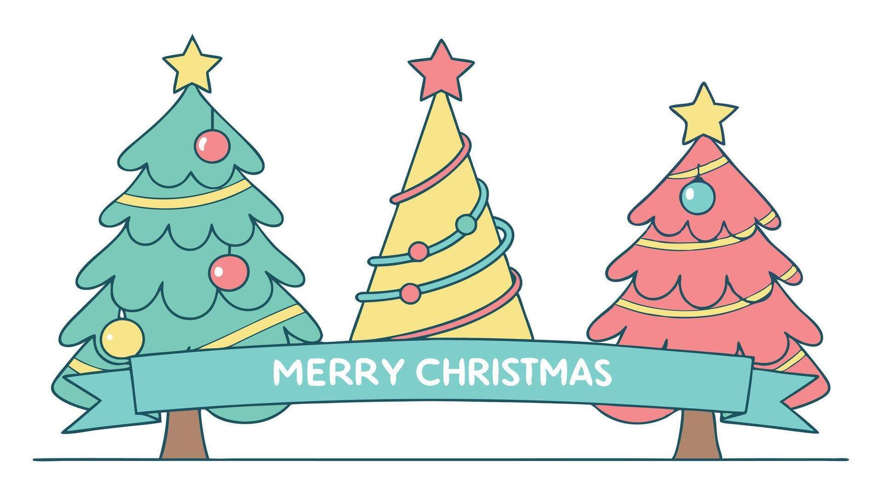 Christmas neon trees. Holiday light blue neon horizontal banner. border for website. web poster. vector