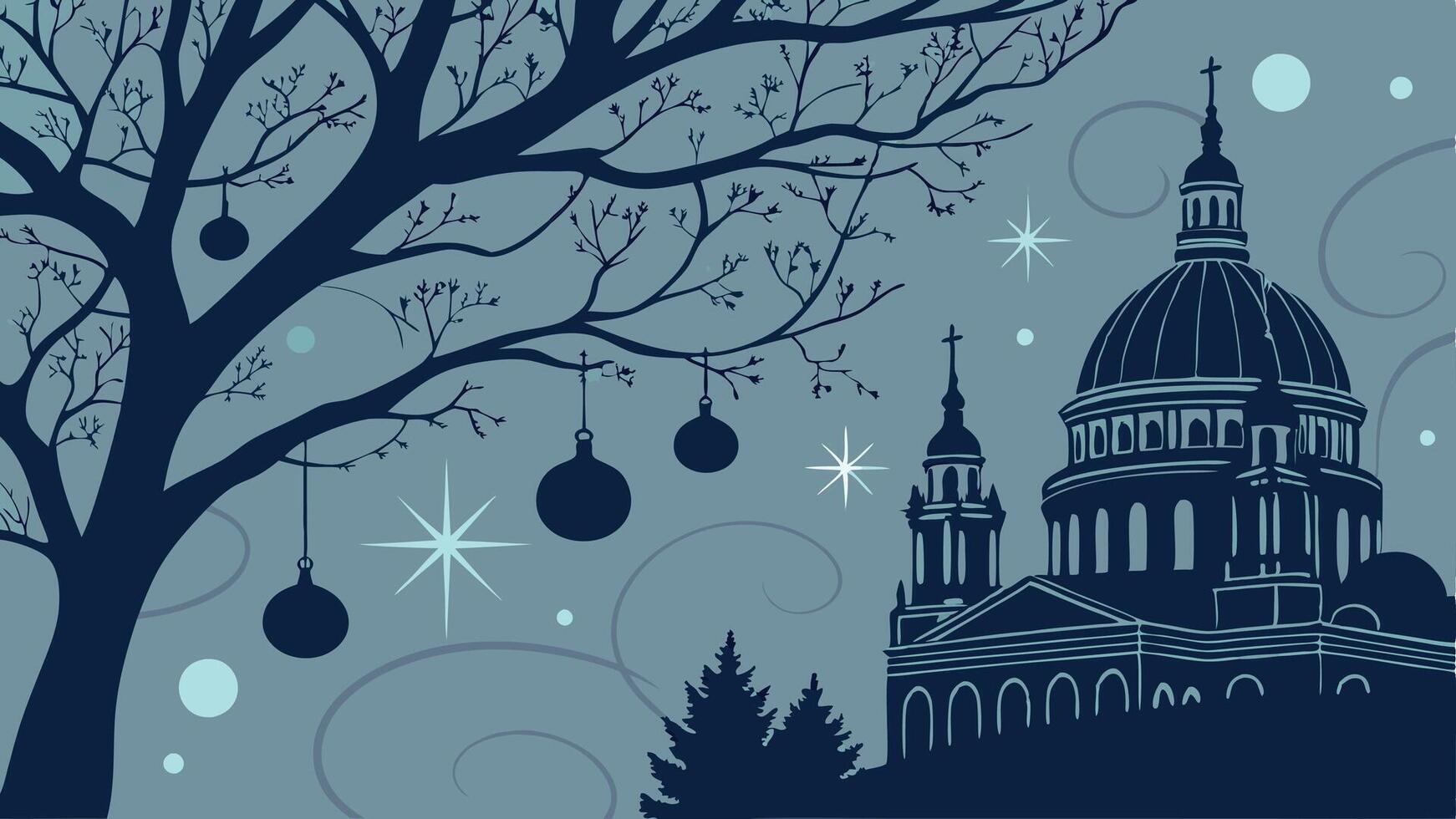 Dark blue christmas background with abstract bokeh blue background. vector