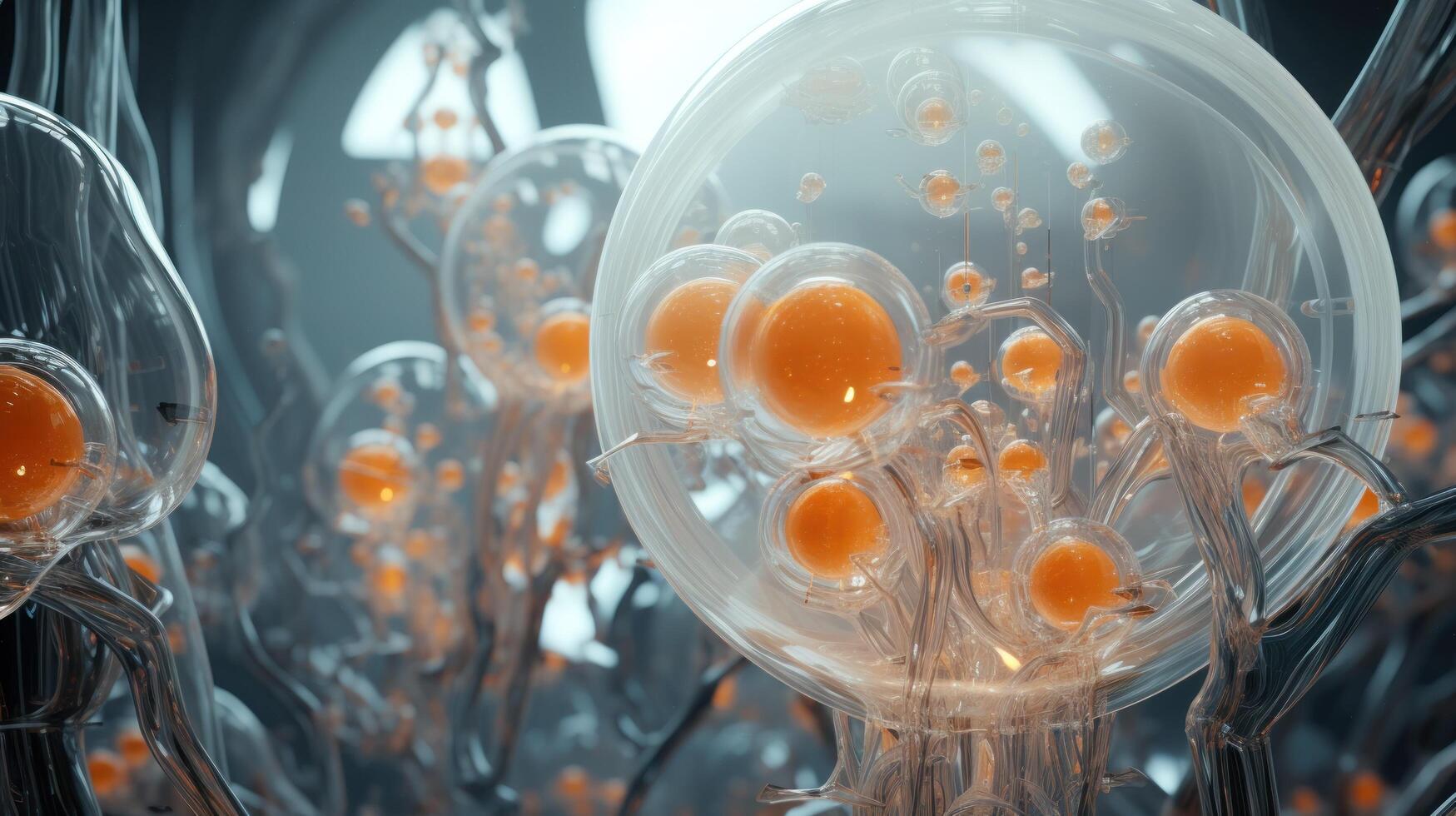 Vibrant Jellyfish Like Structures in Glass Containers photo