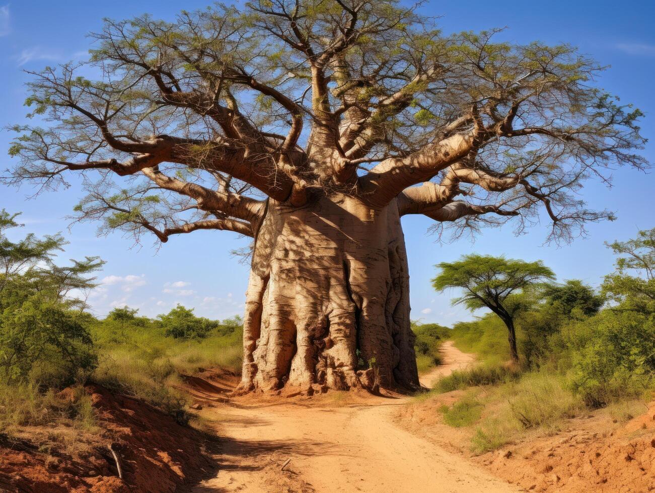 Majestic Baobab Tree in African Savanna Landscape photo