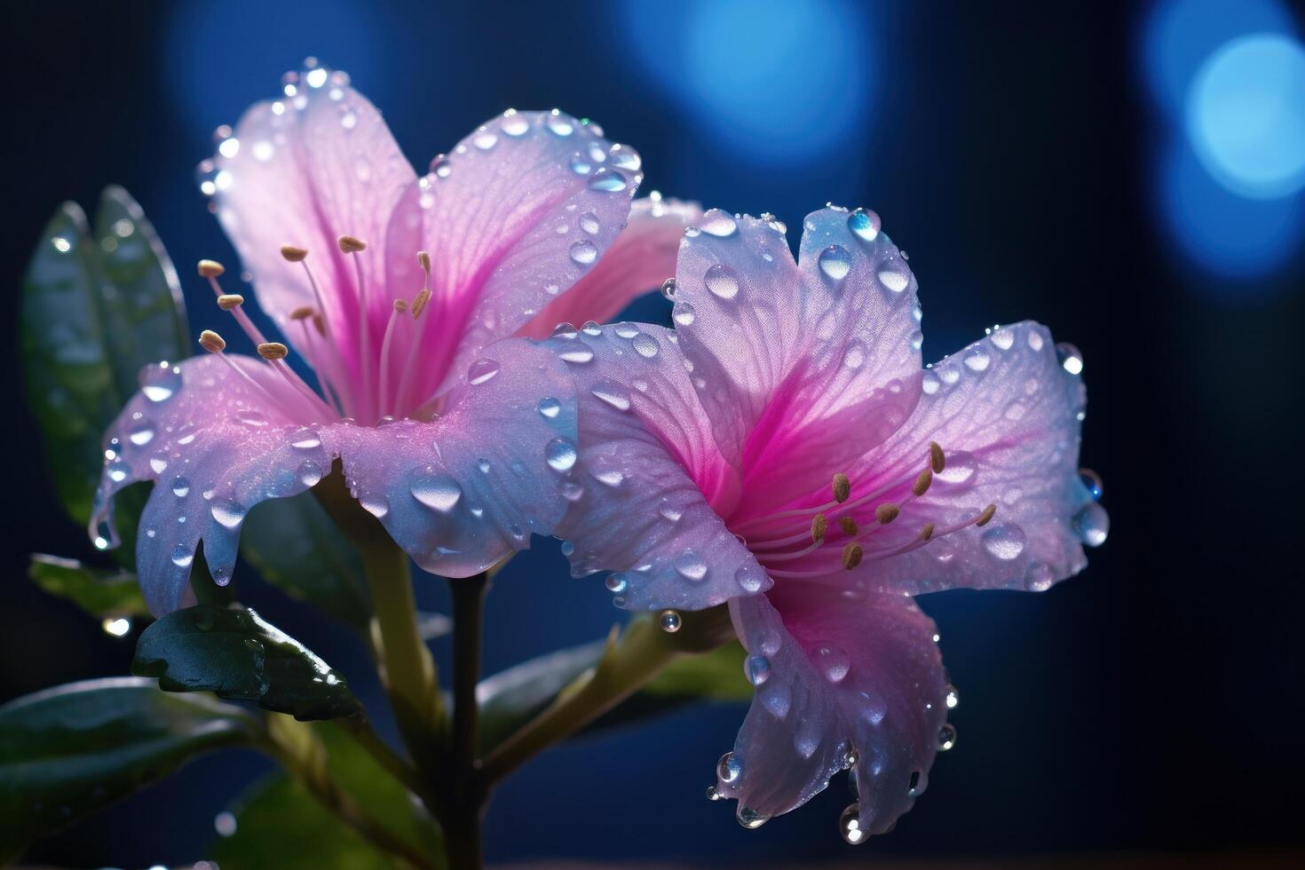 Vibrant pink flowers with water droplets photo