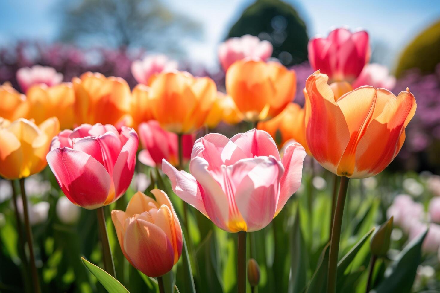 Vibrant tulips in bloom photo