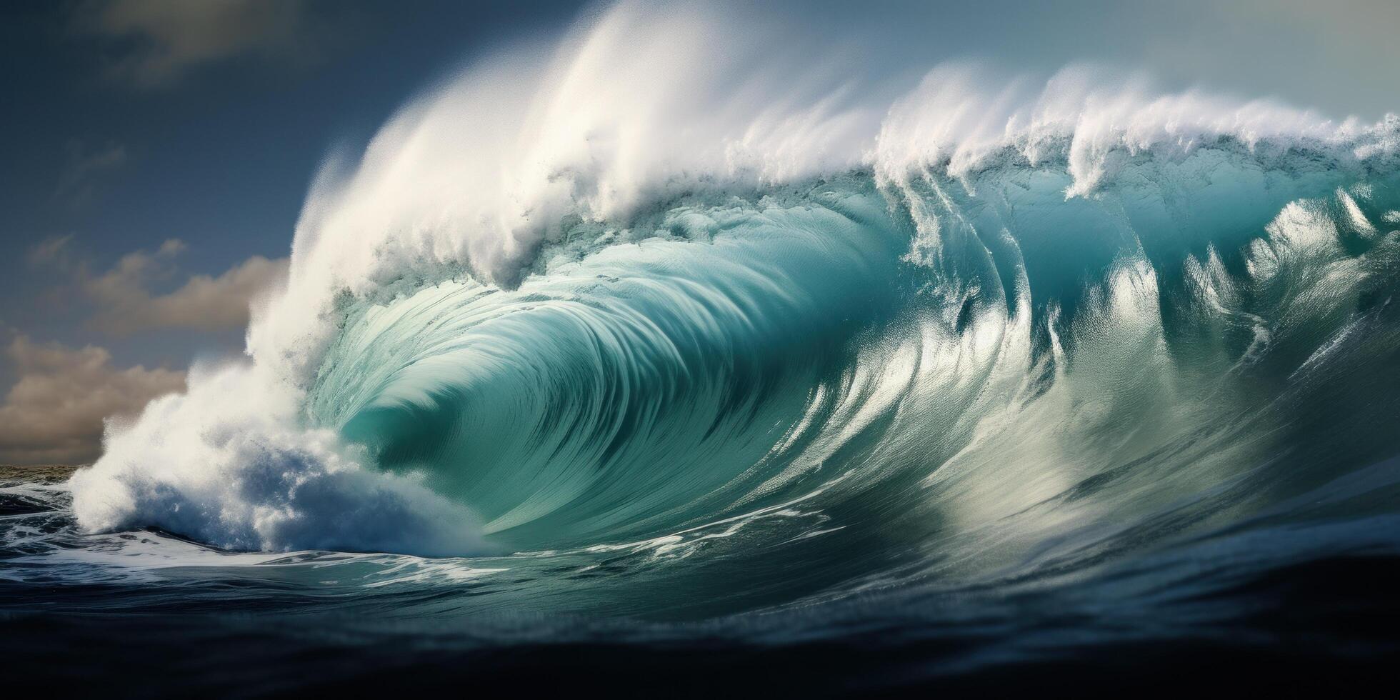 Powerful ocean wave crashing photo