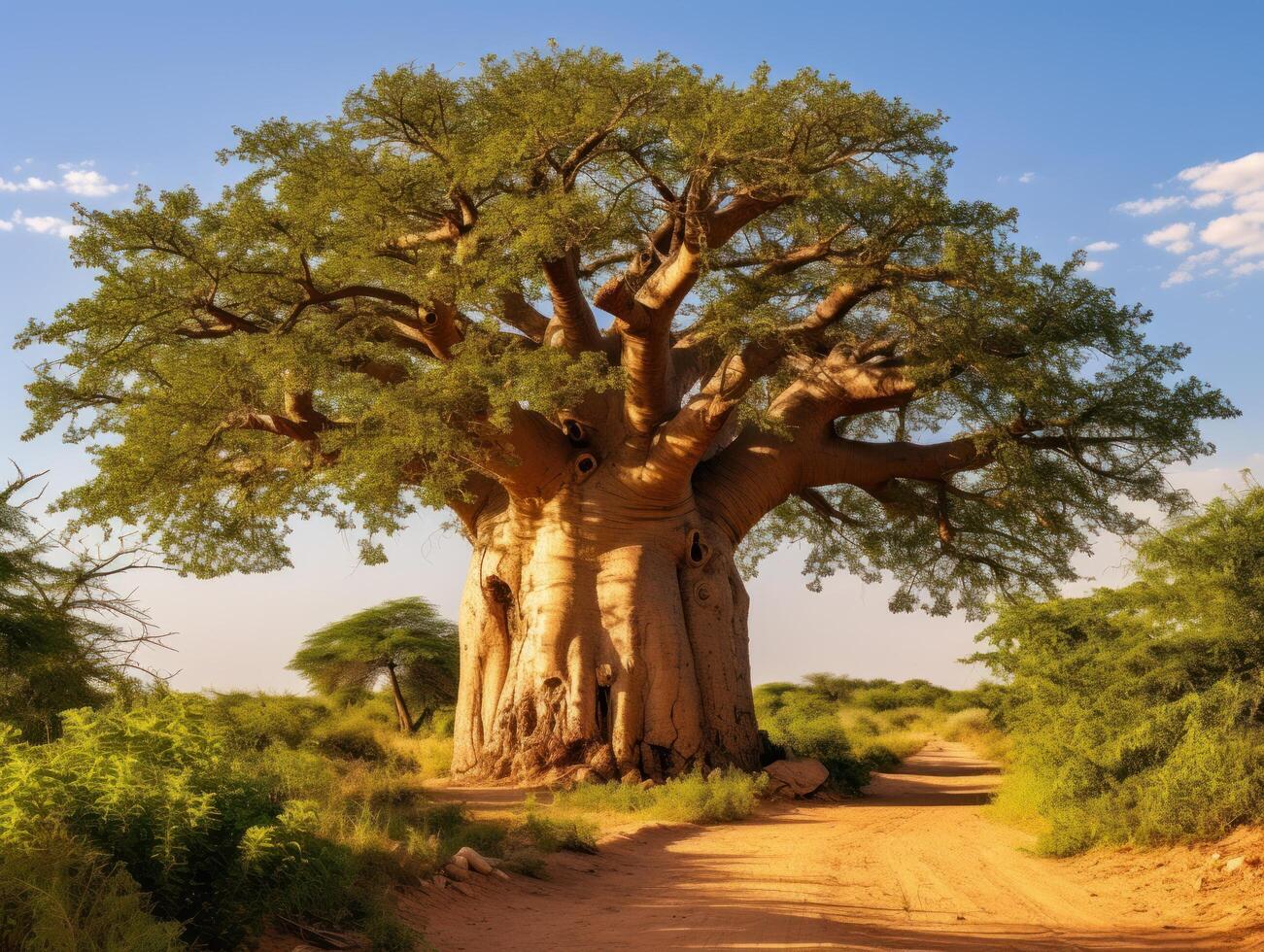 Majestic Baobab Tree in African Savanna Landscape photo