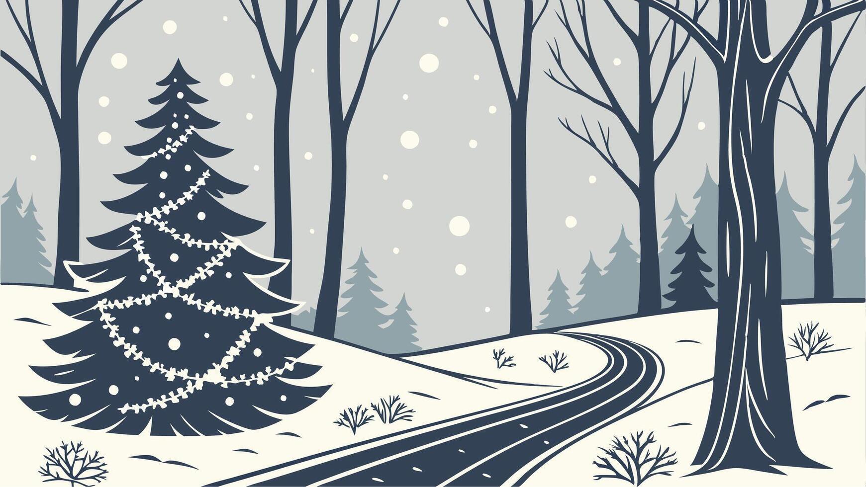 Bokeh winter forest background. Christmas and new year event concept. technology. vector